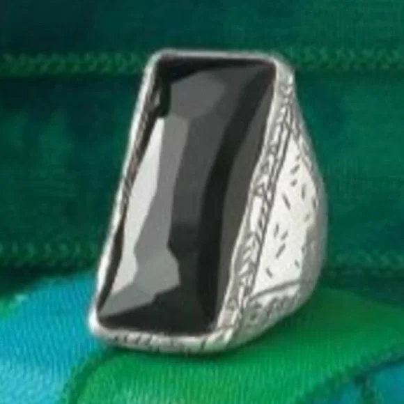 Ring Silpada Black Tie Ring. Onyx and Sterling Silver size 9 1/2 - Picture 2 of 7